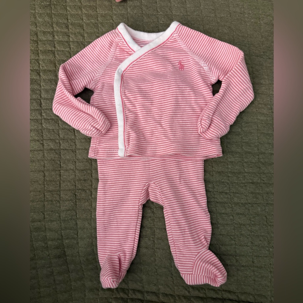 Pink Striped Ralph Lauren Baby Outfit
